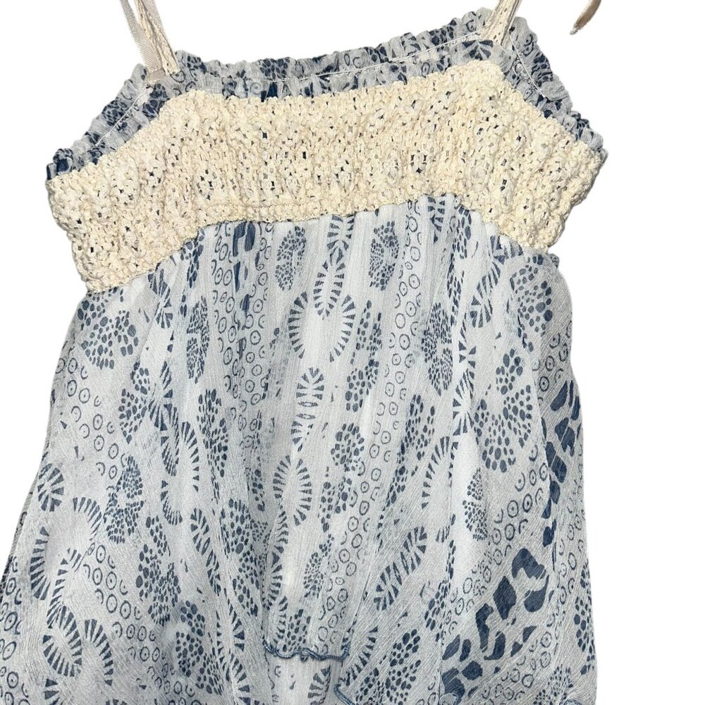 Poupette St Barth blue white Block Print broderie anglaise sun dress French 2